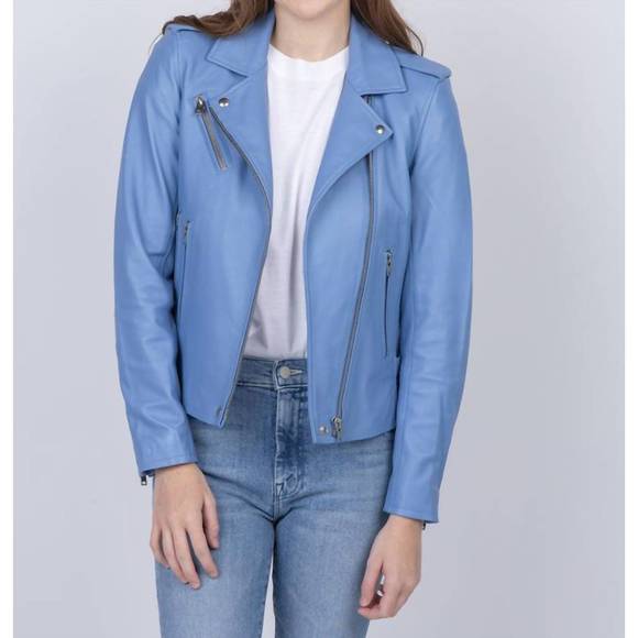 NEW IRO newhan jacket in azure blue - Picture 2 of 4